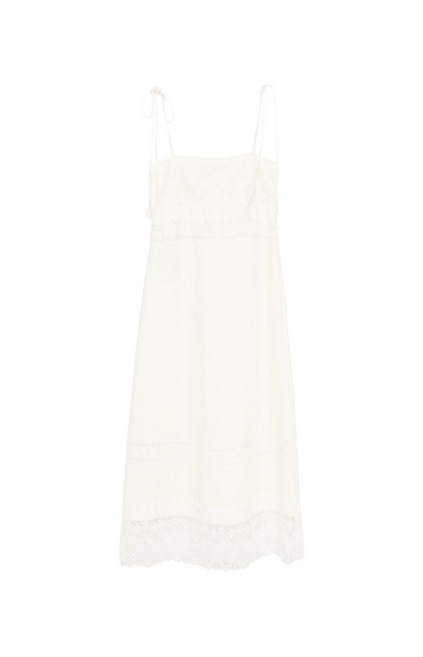 Load image into Gallery viewer, Lace-trim midi dress