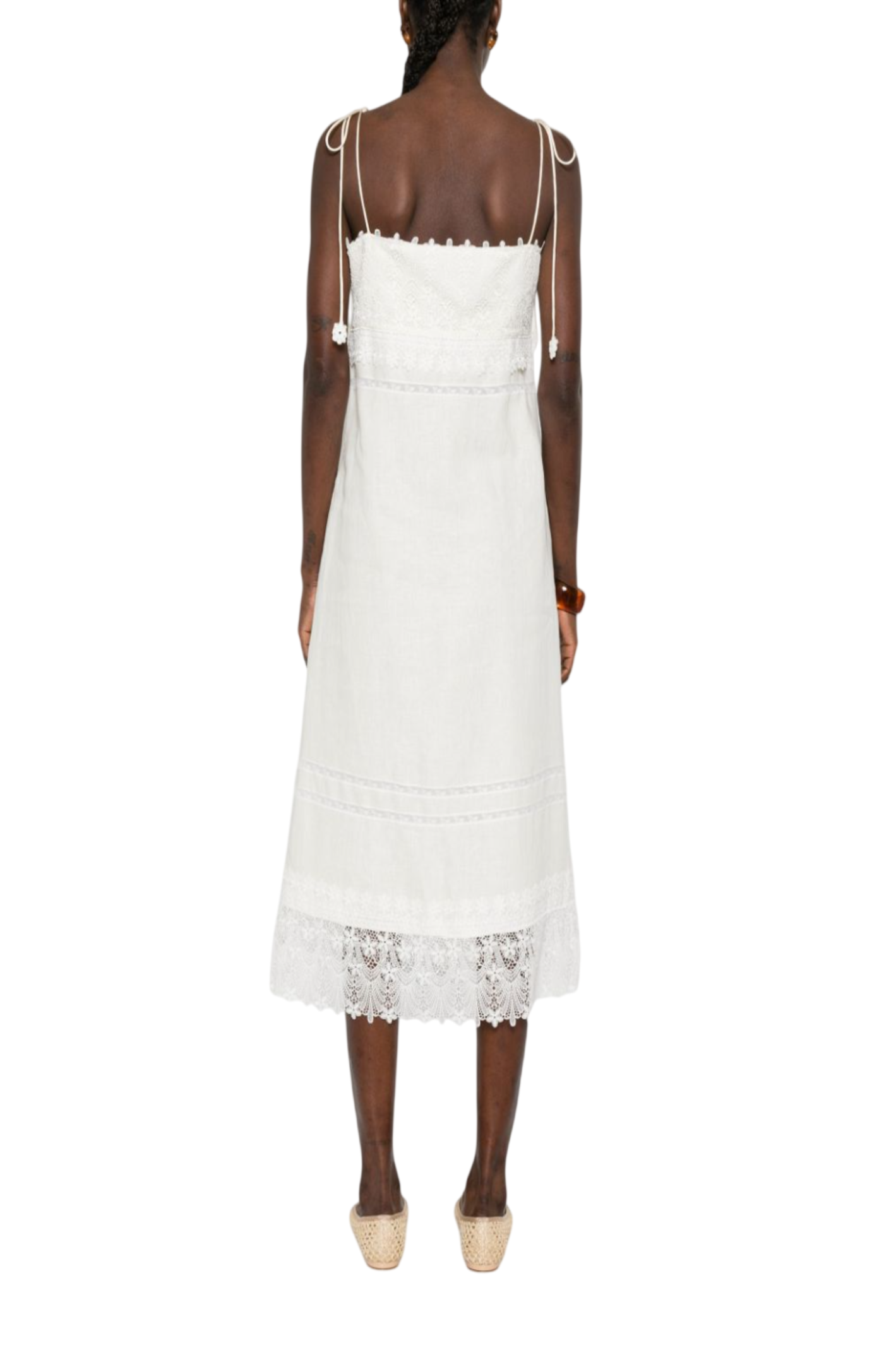 Load image into Gallery viewer, Lace-trim midi dress
