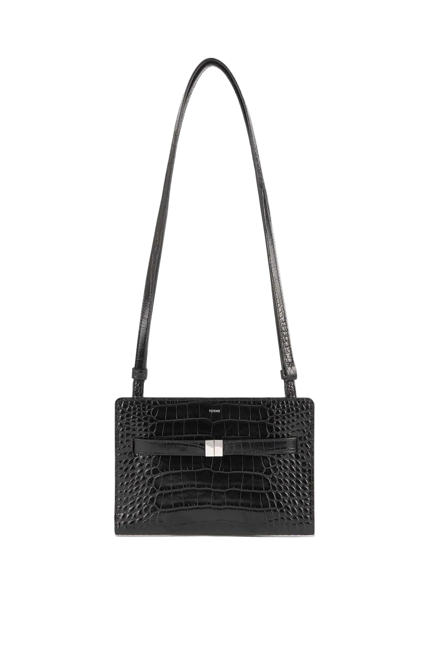 Cargar imagen en el visor de la galería, Belted croco-embossed crossbody black