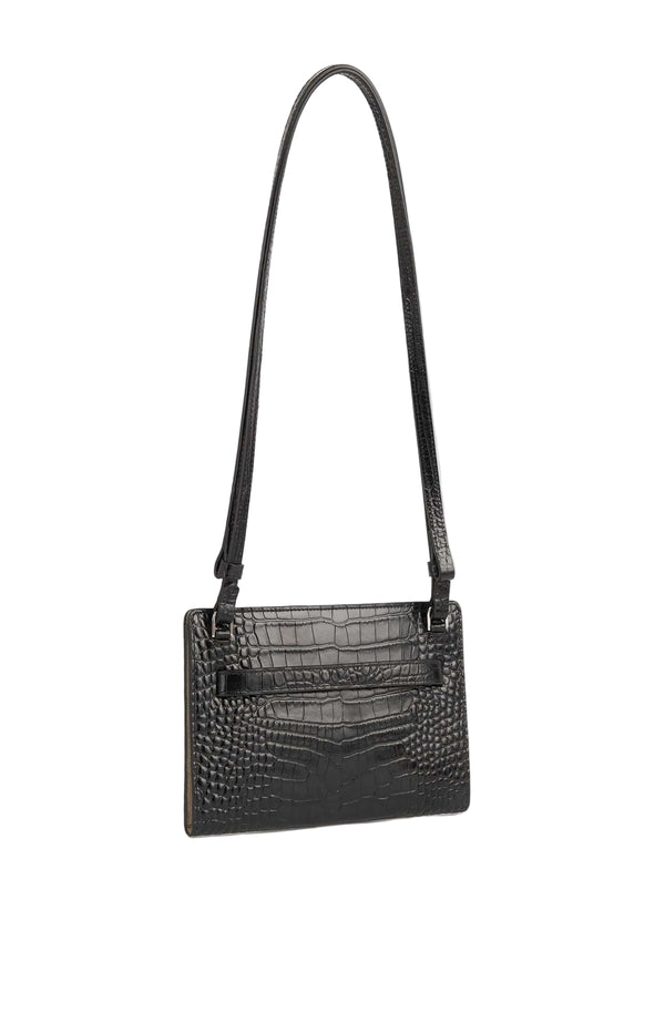 Load image into Gallery viewer, Belted croco-embossed crossbody black