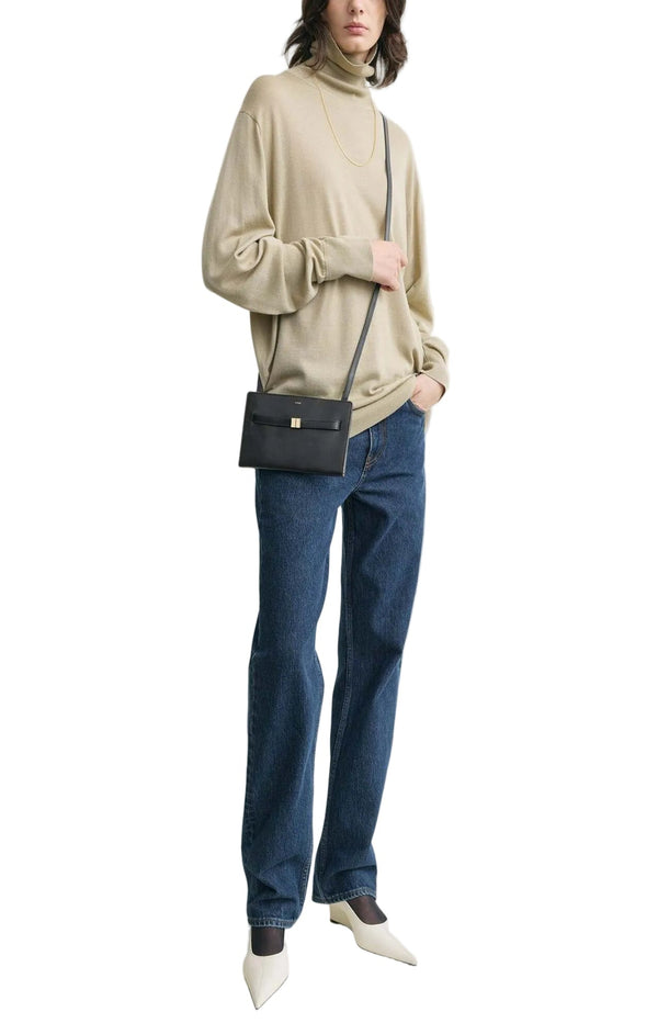 Load image into Gallery viewer, Belted leather crossbody black